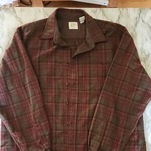 Vintage GAP Burgundy and Olive Plaid Button Down Shirt